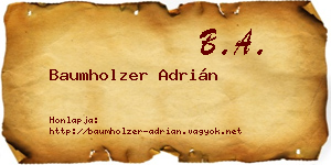 Baumholzer Adrián névjegykártya